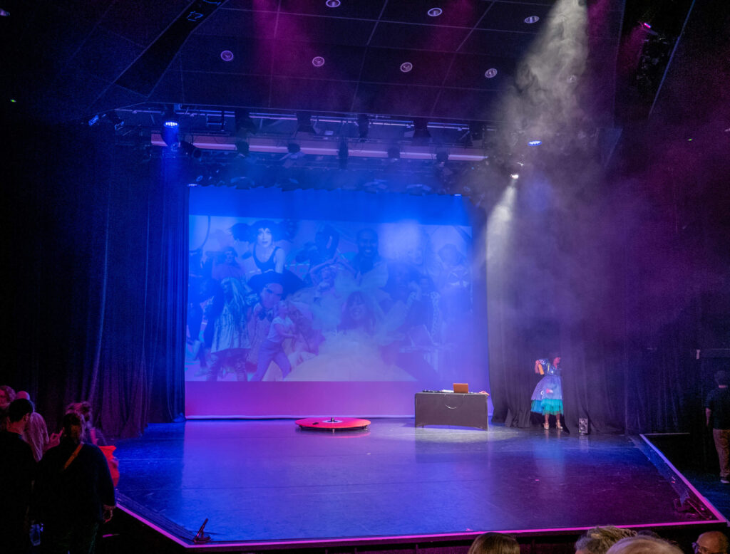The stage for Brigitte Aphrodite's Big Canterbury Opa at the Gulbenkian Theatre