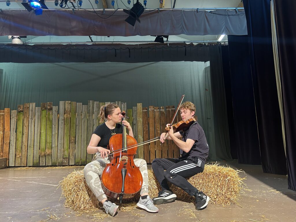 Rehearsal photo for Quaestio Productions' new musical 'Mad Cow' which is opening soon at the Garlinge Theatre, Chartham
