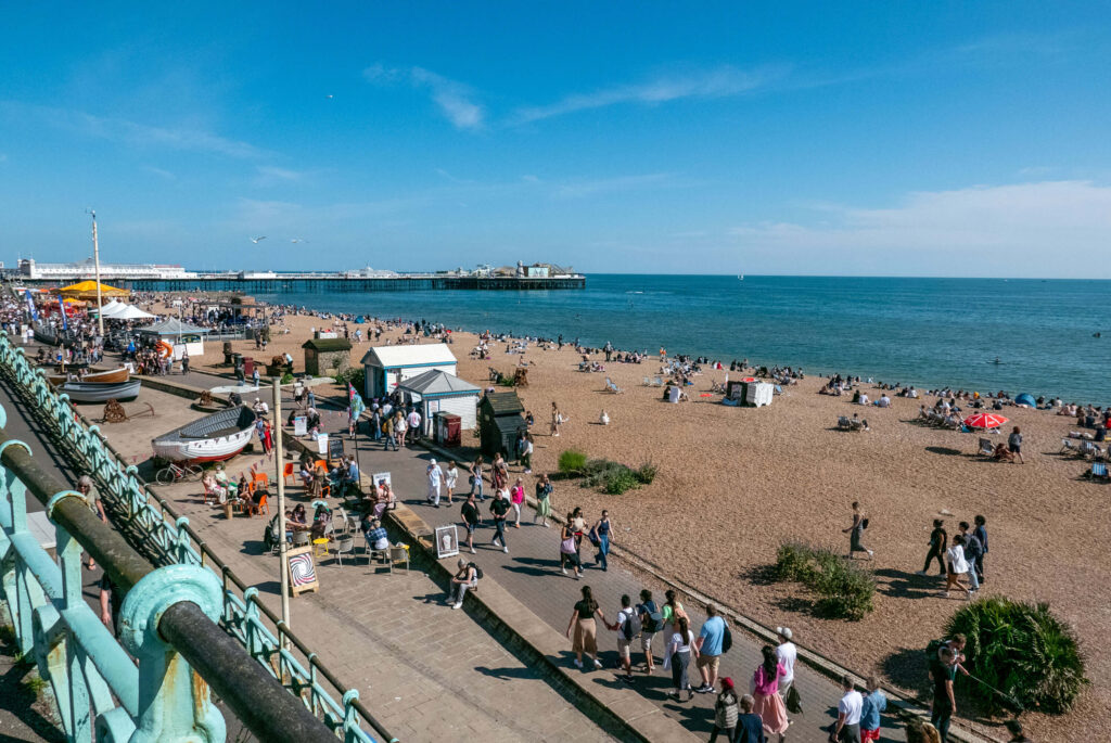 Brighton beach during the Brighton Fringe