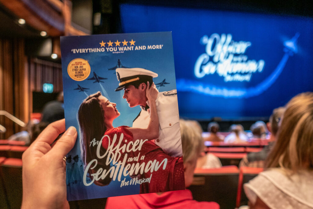 An Officer and a Gentleman The Musical leaflet in front of the stage at The Marlowe Theatre, Canterbury