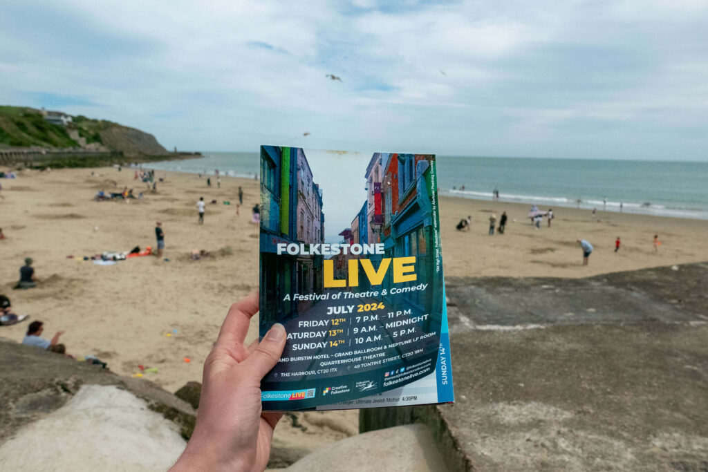 Folkestone Live programme in front of Sunny Sands Beach in Folkestone, Kent