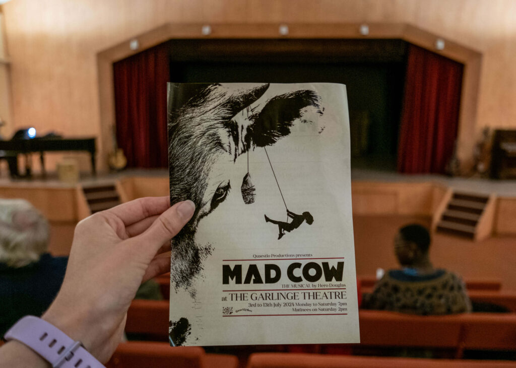 Mad Cow the Musical leaflet inside The Garlinge Theatre, Chartham