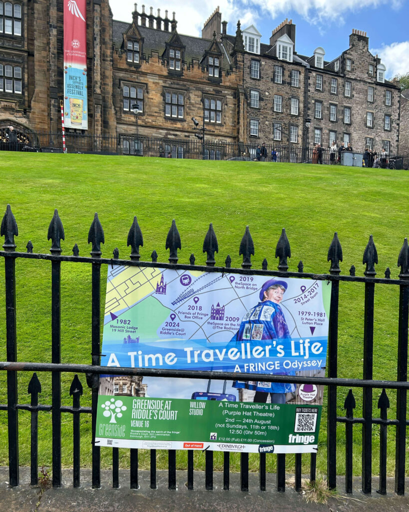 A Time Traveller's Life poster on The Mound | Edinburgh Fringe