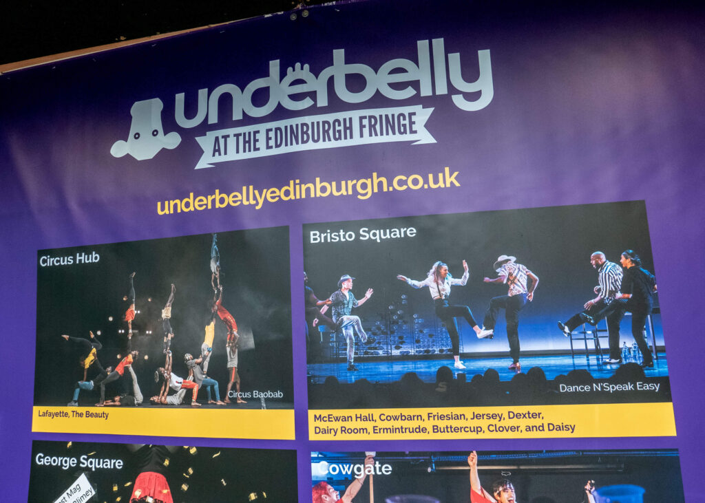 Dance N'Speak Easy on the Underbelly poster in Bristo Square | Edinburgh Fringe