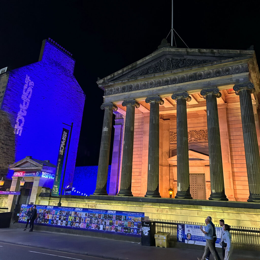 theSpace @ Surgeons Hall at night | Edinburgh Fringe