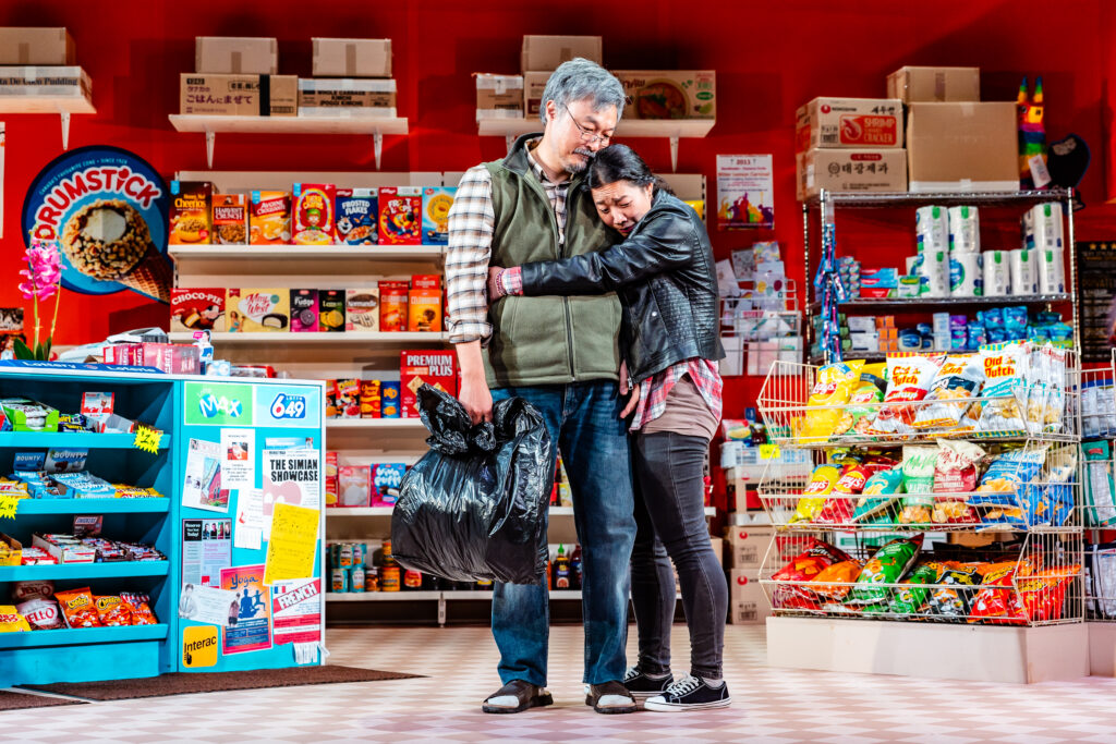 Ins Choi and Jennifer Kim in Kim's Convenience at Riverside Studios