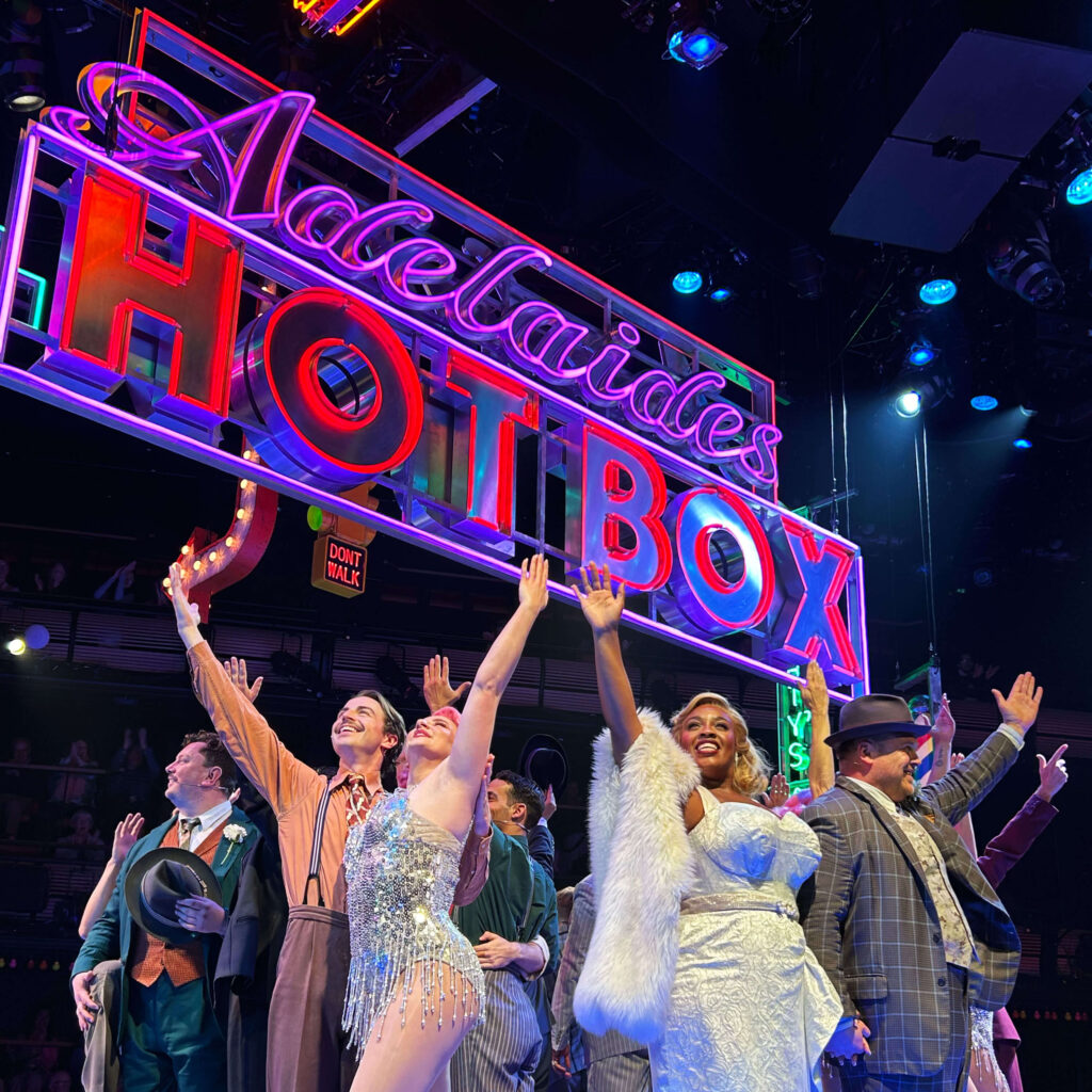 Guys & Dolls cast during the curtain call at the Bridge Theatre, London