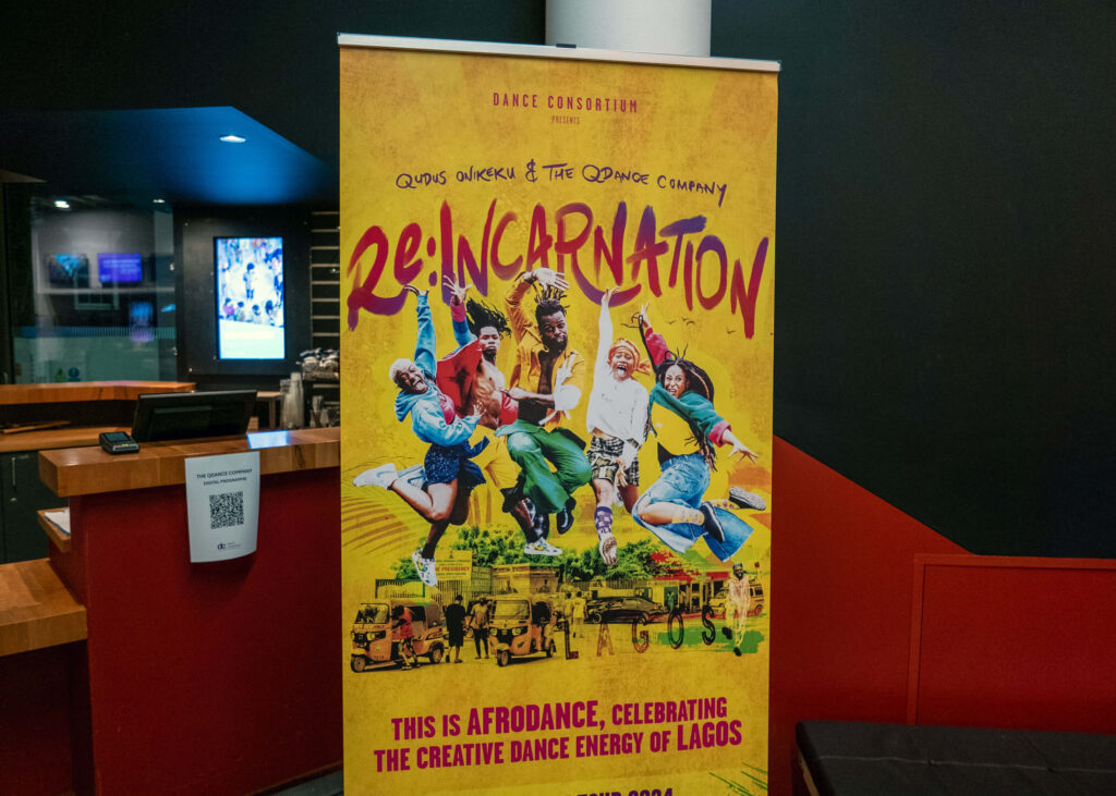 The QDance Company Re:INCARNATION banner at the Marlowe Theatre, Canterbury