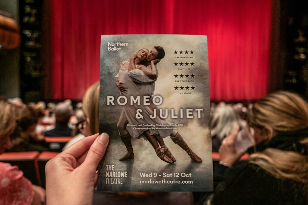 Northern Ballet's Romeo & Juliet leaflet at the Marlowe Theatre, Canterbury