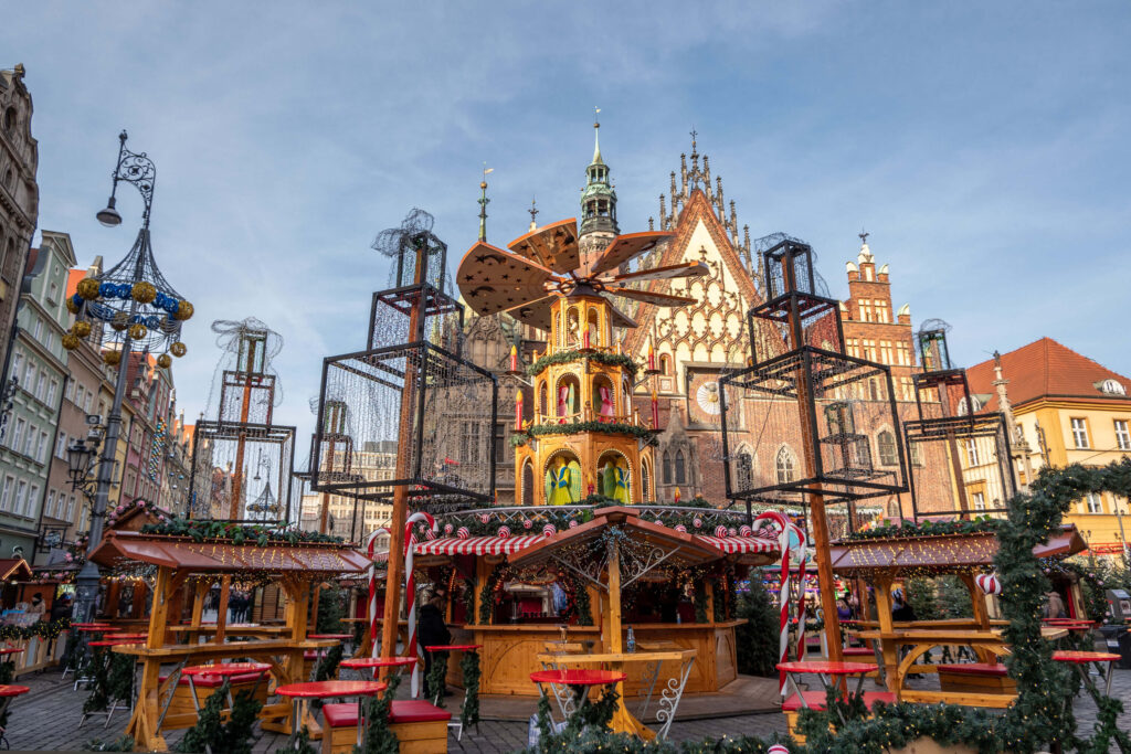 Wrocław Christmas Market during the day, Poland