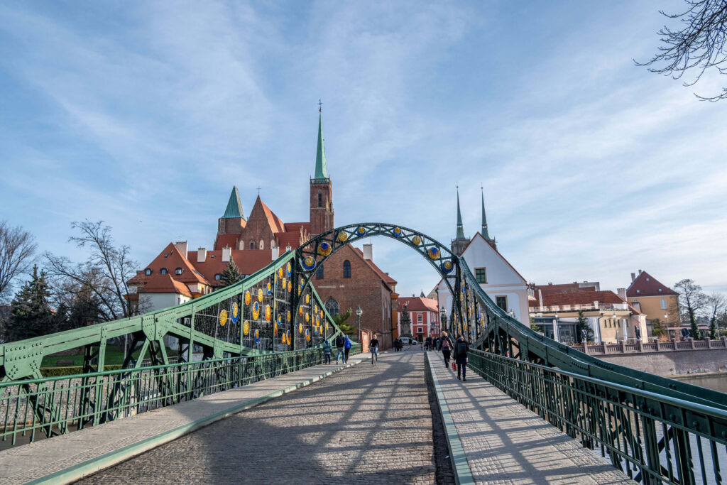 Walking to the Cathedral Island in Wrocław, Poland