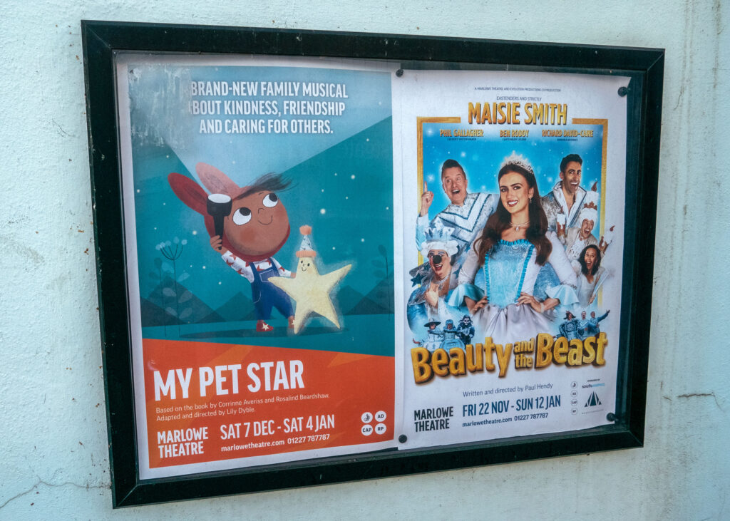 My Pet Star and Beauty and the Beast at posters at the Marlowe Theatre, Canterbury