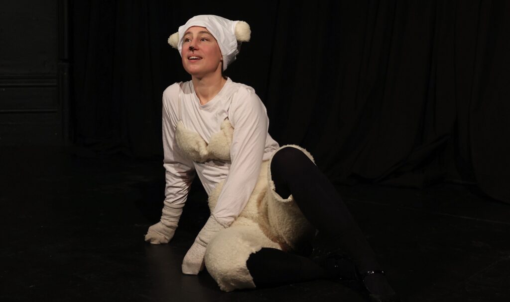 Ruth Berkoff performing as a sheep in 'The Beauty of Being Herd' | Brighton Fringe