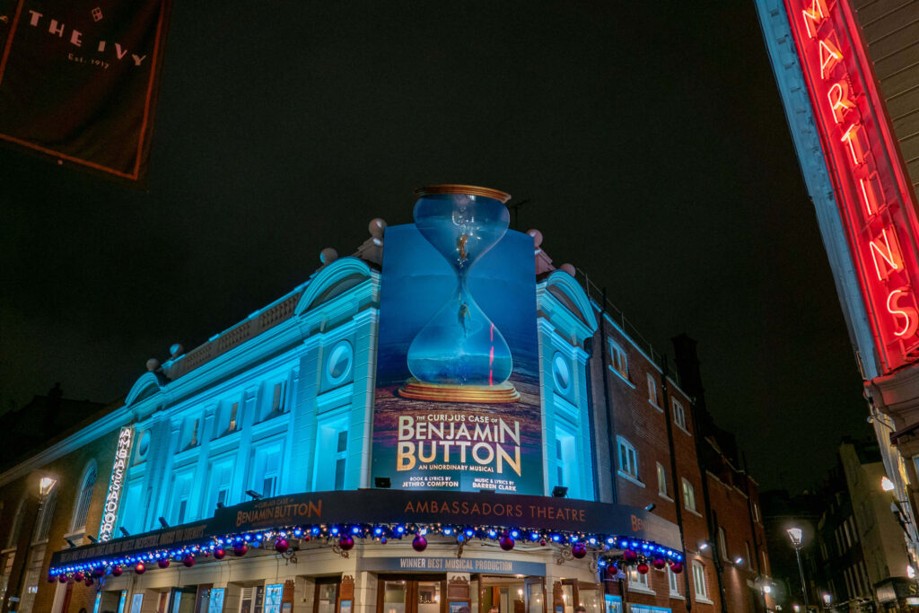 Artwork for The Curious Case of Benjamin Button outside the Ambassadors Theatre, London