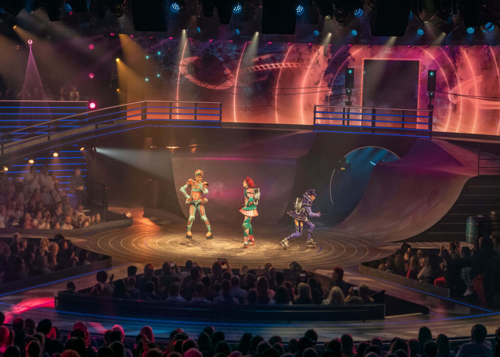 Starlight Express cast during the Megamix at the Troubadour Wembley Park Theatre, London