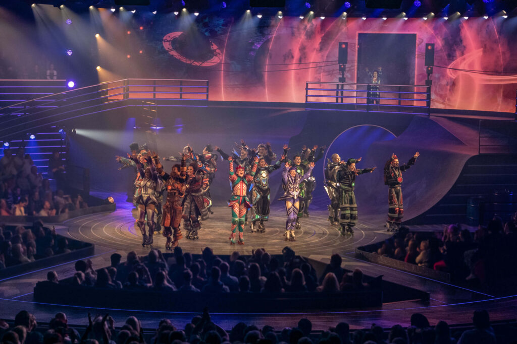 Starlight Express cast during the Megamix at the Troubadour Wembley Park Theatre, London