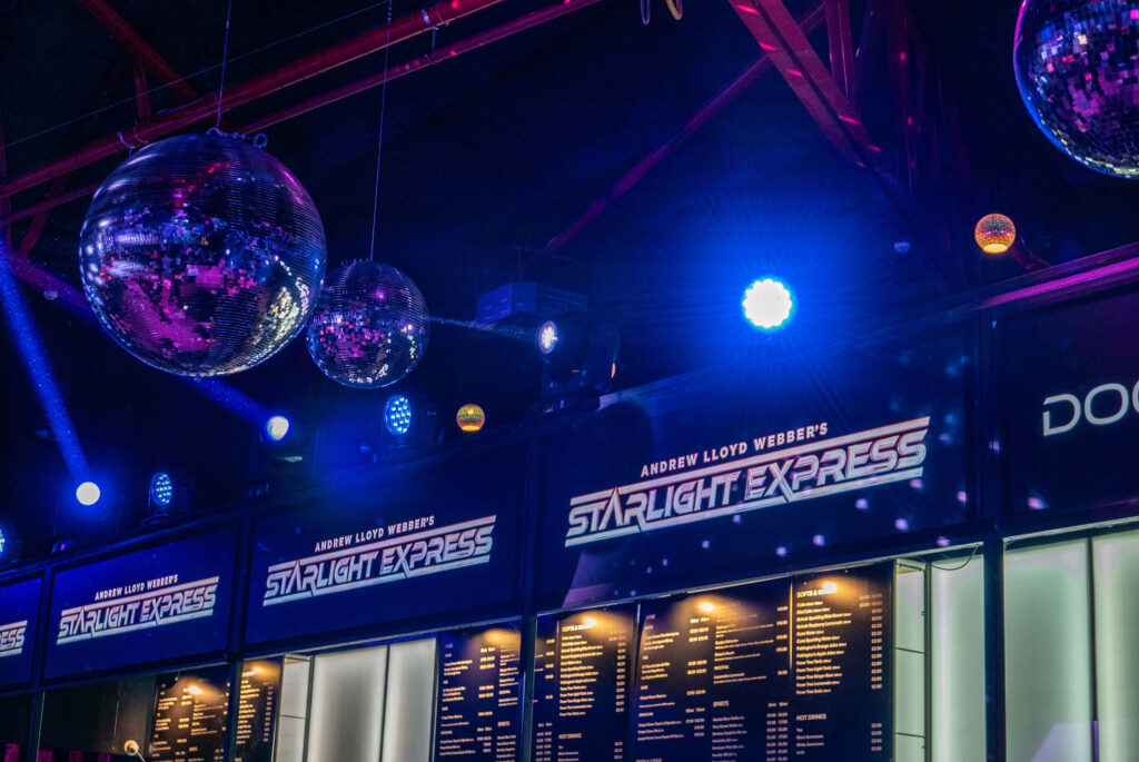 Starlight Express disco balls at the Troubadour Wembley Park Theatre, London