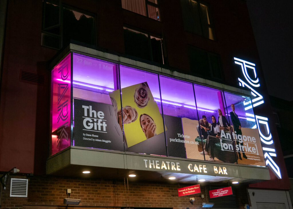 The Gift artwork outside Park Theatre, London