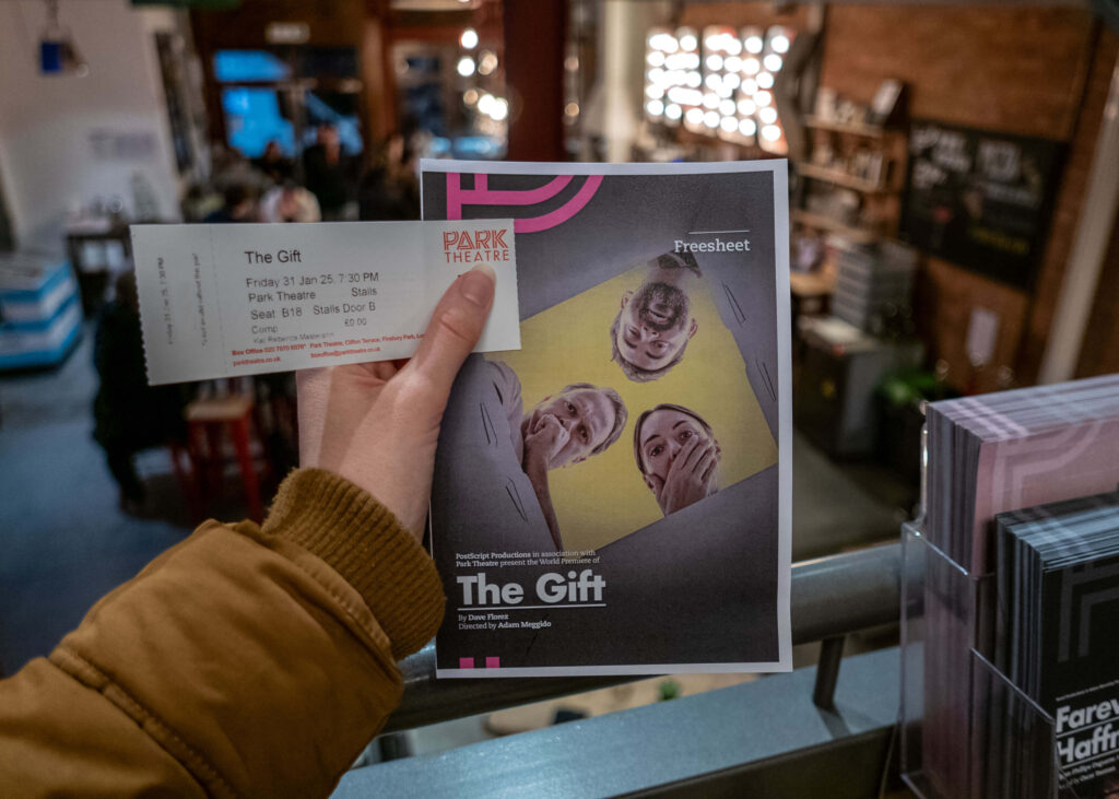 The Gift leaflet and ticket at Park Theatre, London