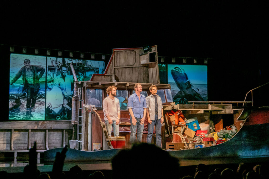 The Shark is Broken cast during the curtain call at the Marlowe Theatre, Canterbury