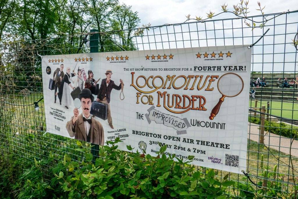 Locomotive for Murder: The Improvised Whodunnit poster at Brighton Open Air Theatre | Brighton Fringe