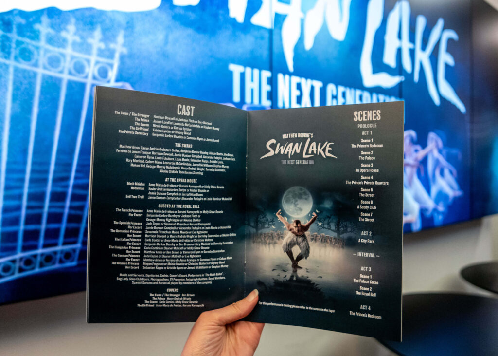 Matthew Bourne's Swan Lake programme in the Marlowe Theatre lobby, Canterbury